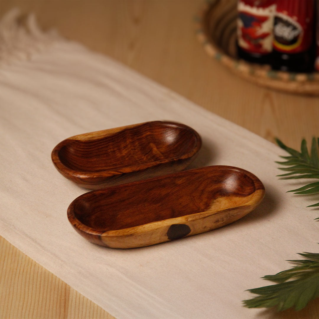 Natural Wood Oval Shape Plate