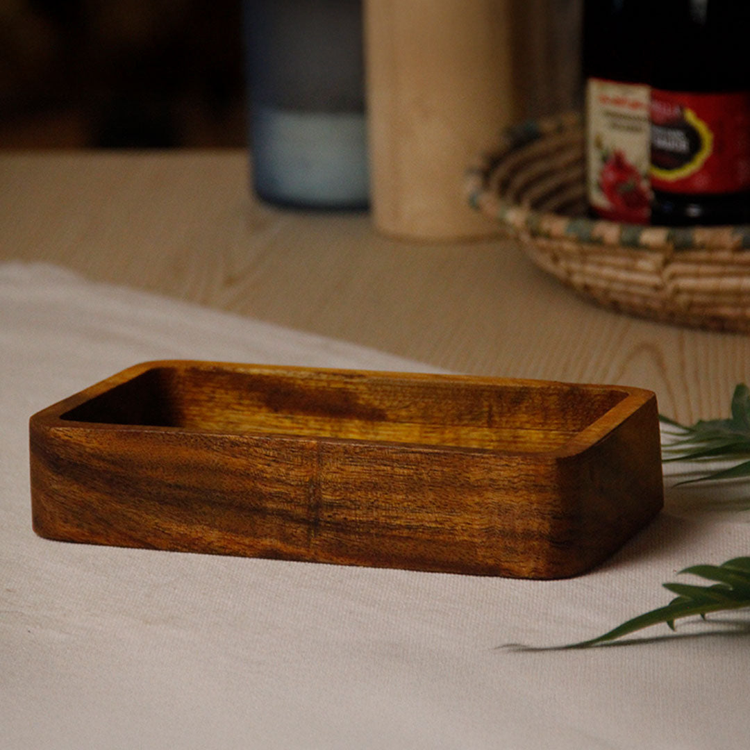 Natural Wood Rectangular Tray