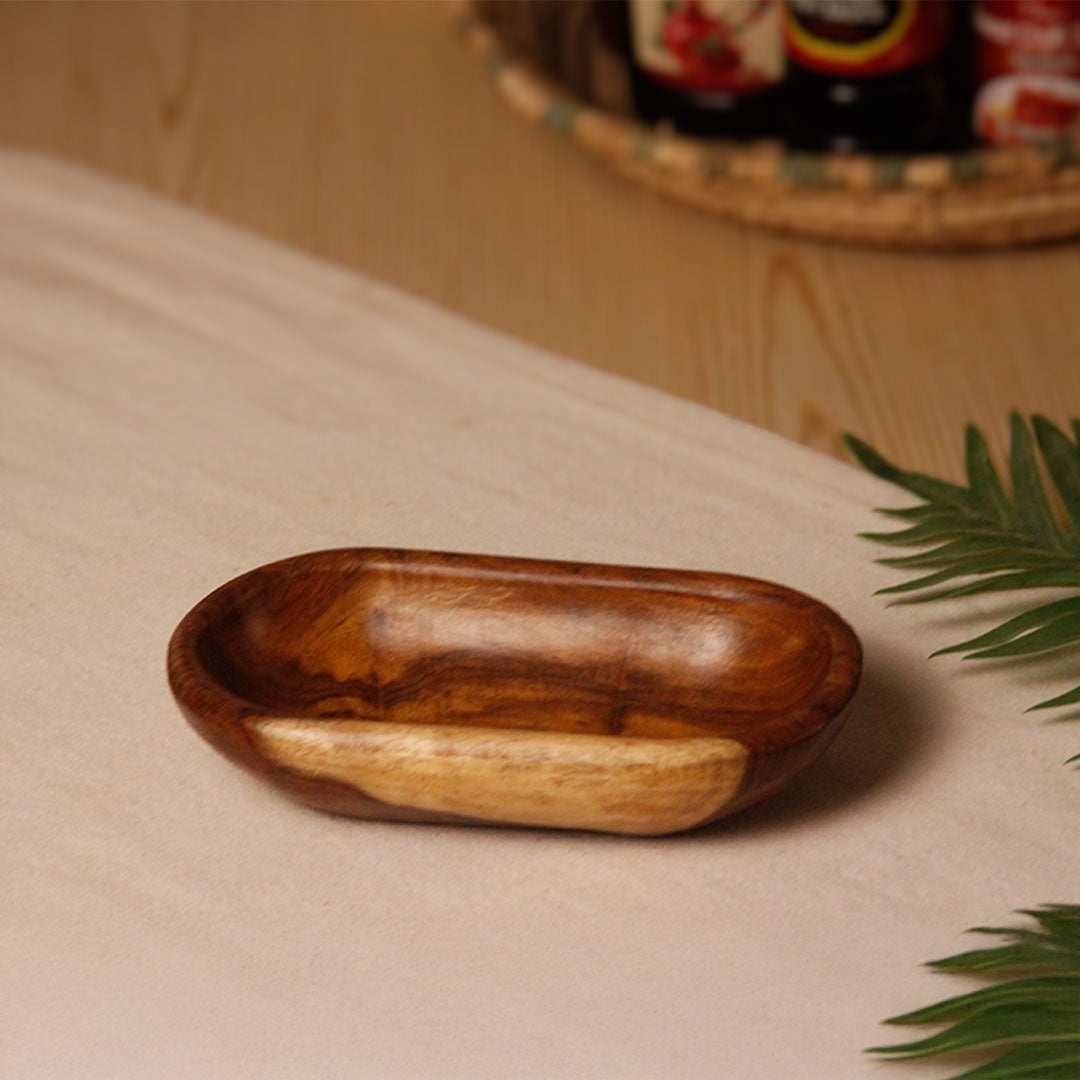 Natural Wood Oval Shape Plate