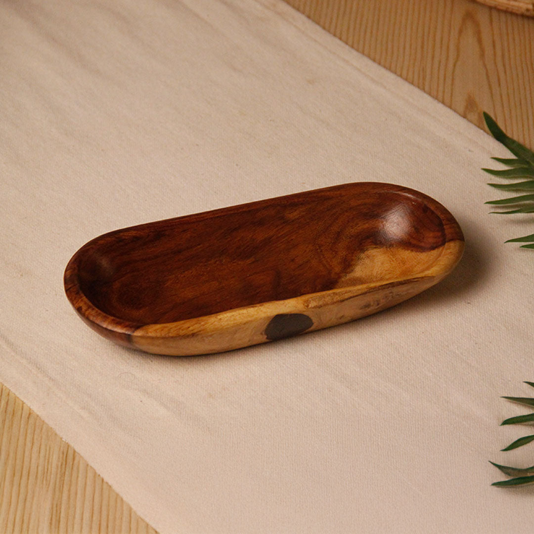Natural Wood Oval Shape Plate