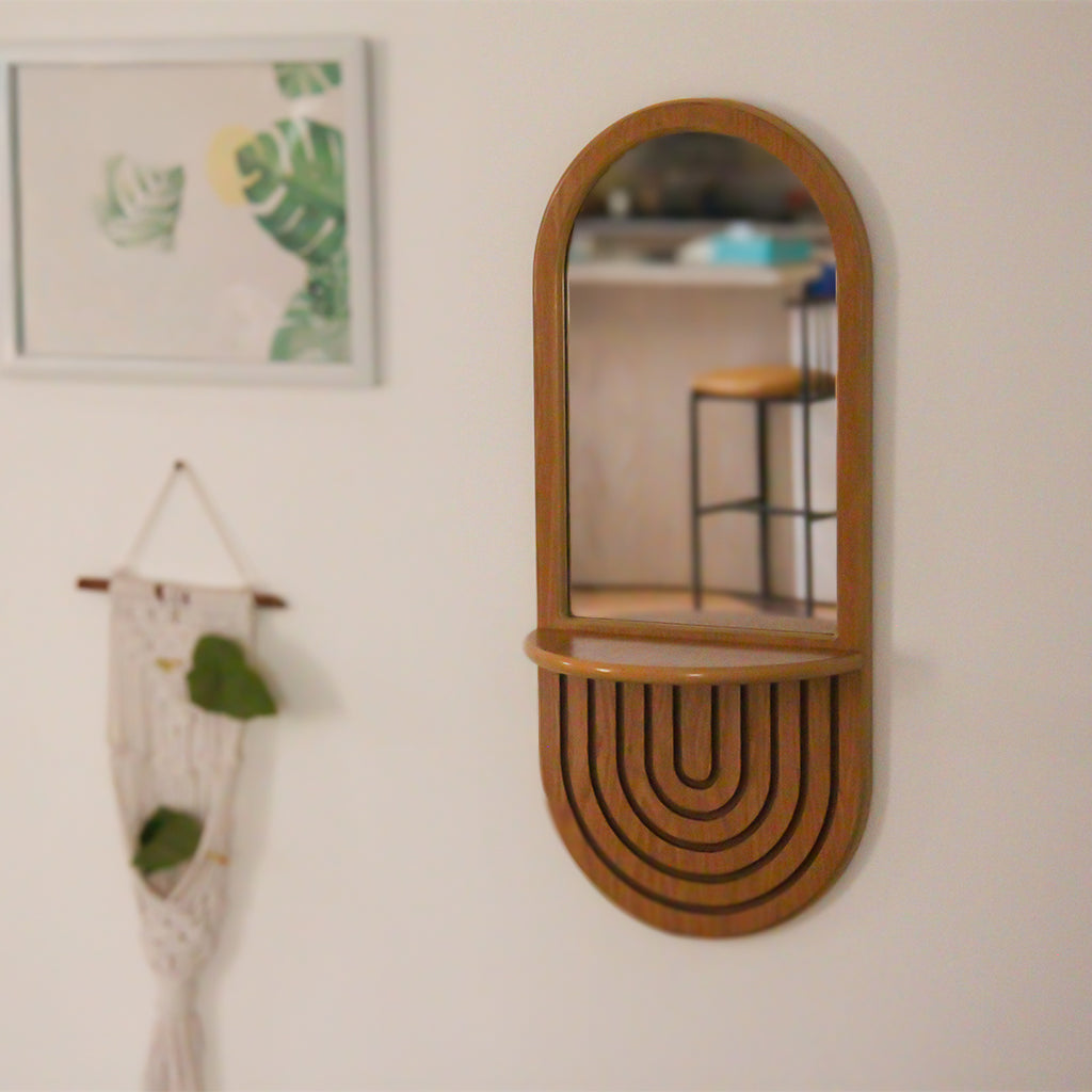 Dawrat Mirror – Wall Mirror with Wooden Shelf